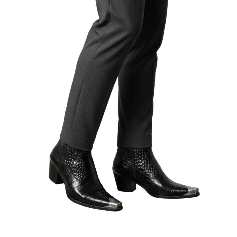 Metal Toe Croc Rider Boots Ankle