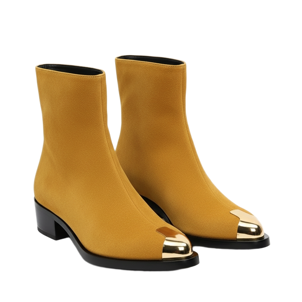 Punk Seude Golden Toe Boots