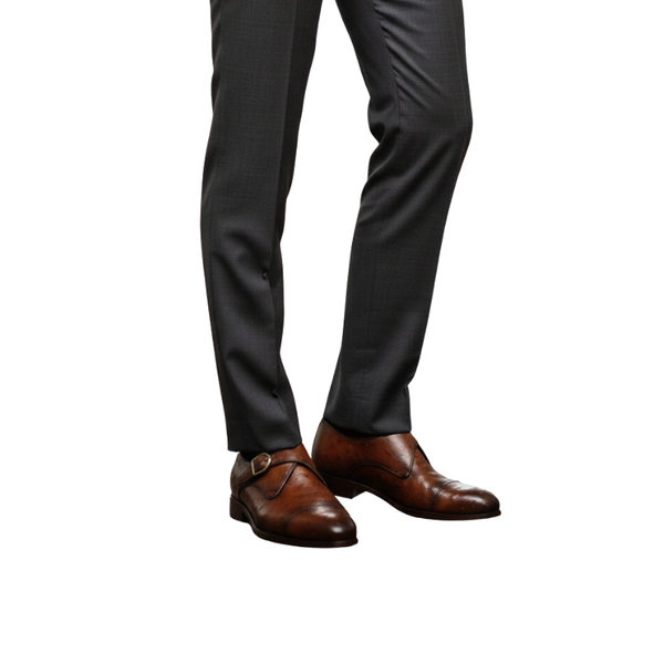 Luxury Cognac Quill Monarch Monk Strap