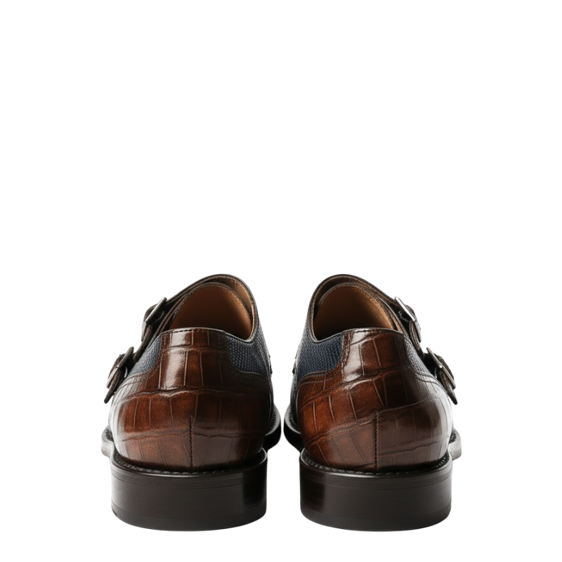 Duke Marrone Croc Monkstraps