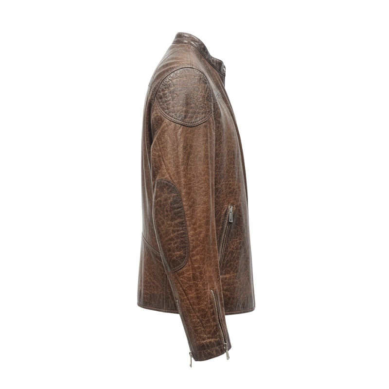 Old Town Distressed Leather Biker Jacket