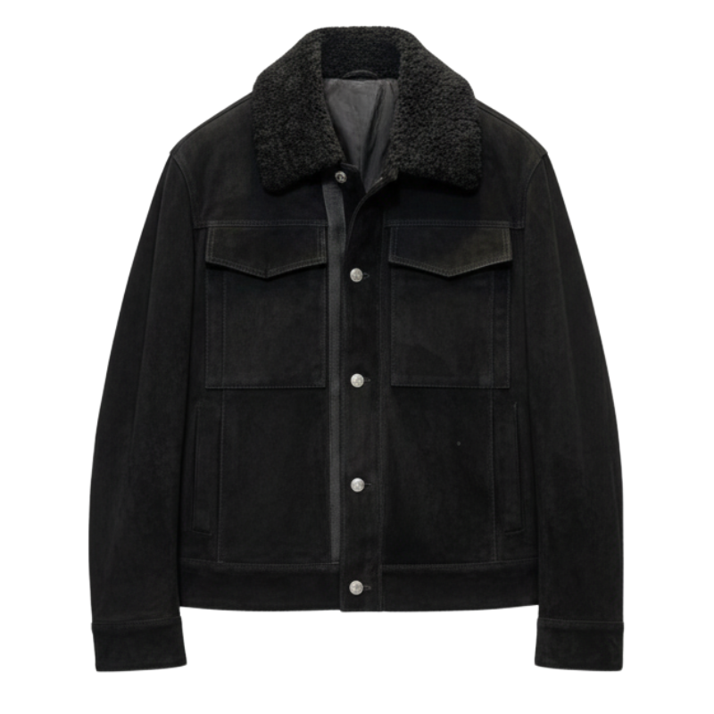 Shadow Black Suede Shearling Jacket
