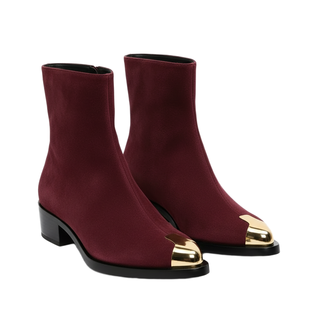 Punk Seude Golden Toe Boots