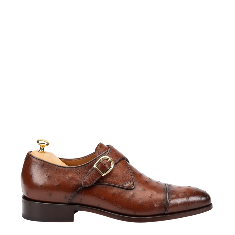 Luxury Cognac Quill Monarch Monk Strap