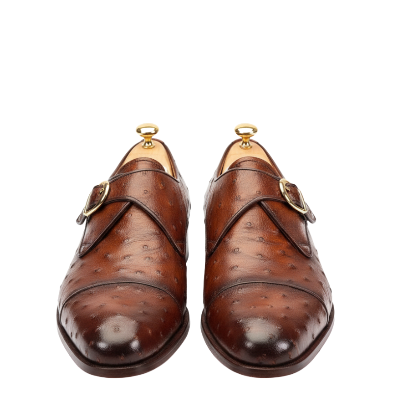 Luxury Cognac Quill Monarch Monk Strap