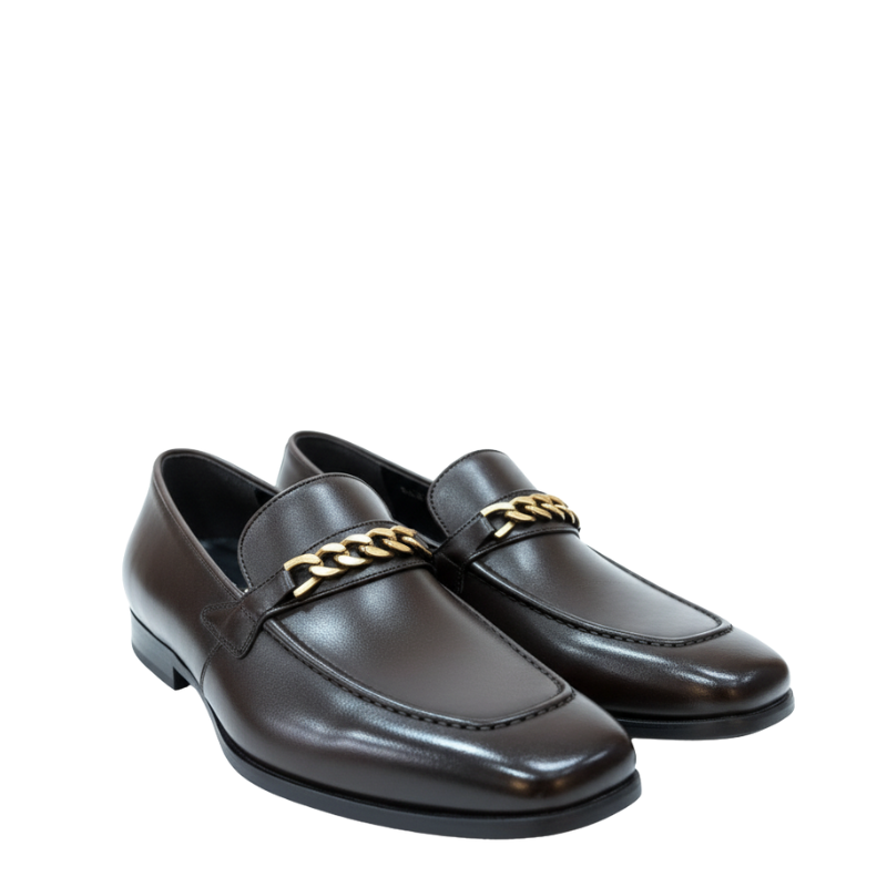 Regal Gold-Chain Leather Loafers