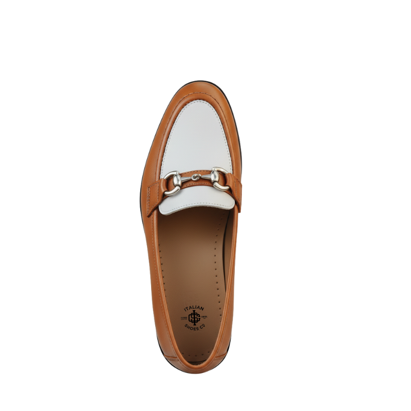Luxury Cognac Ivory Bit Buckle Loafers