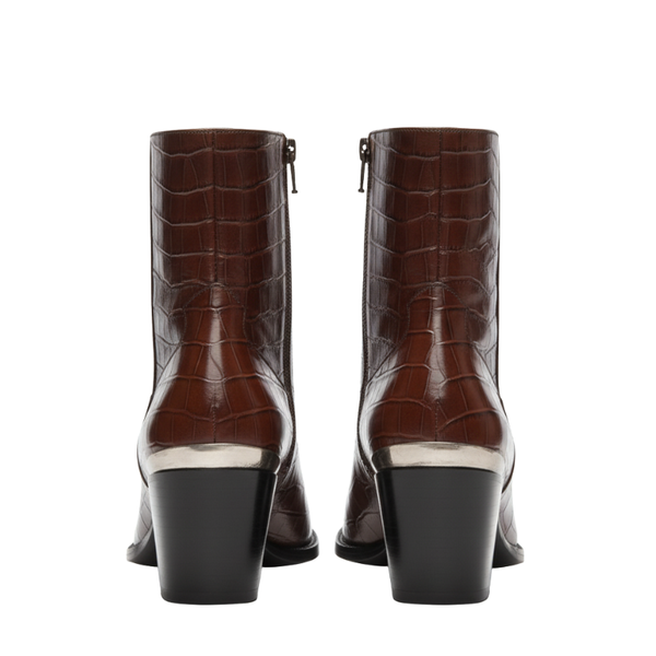 Metal Toe Croc Textured Boots