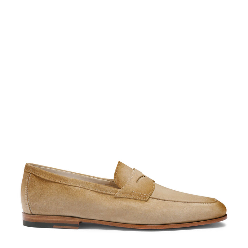 Men’s Natural Suede Penny Loafers – Classic Slip-On