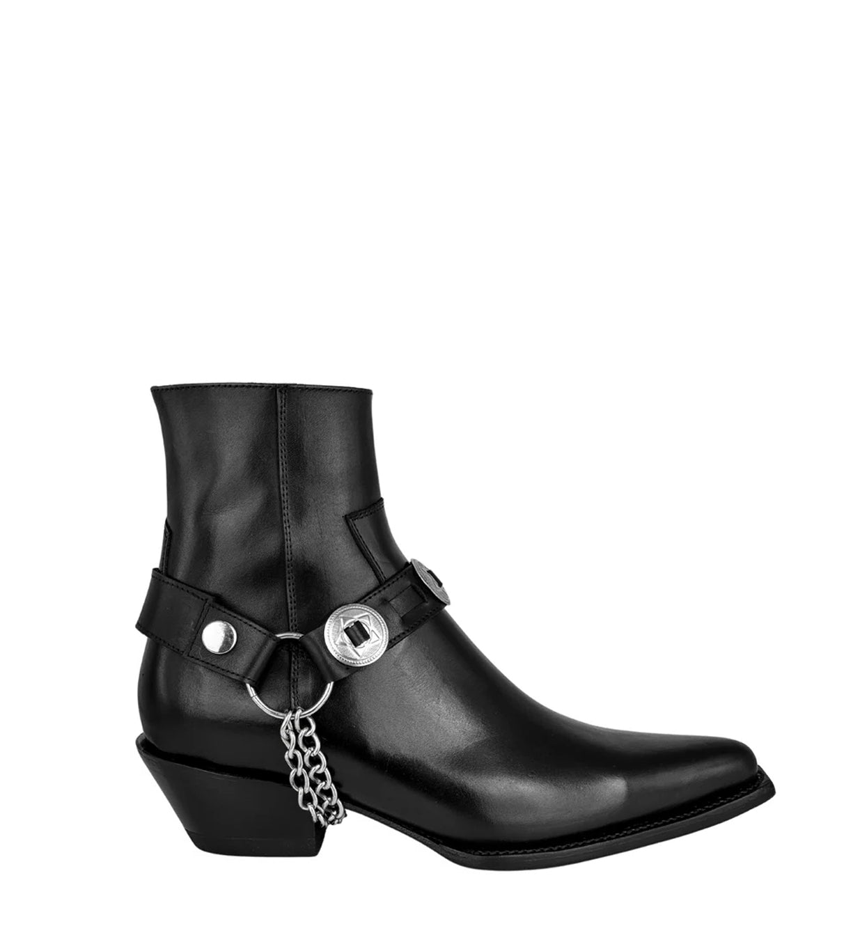 Luxury Leather Black Hybrid Chain Boot