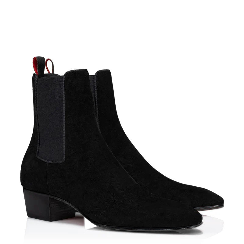 Luxury Suede Leather High Heel Chelsea Boots