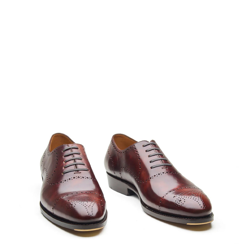 Constello, True Seamless  Faux Cap-toe Semi Brogue, Hand Welted - Chestnut Musuem Calf