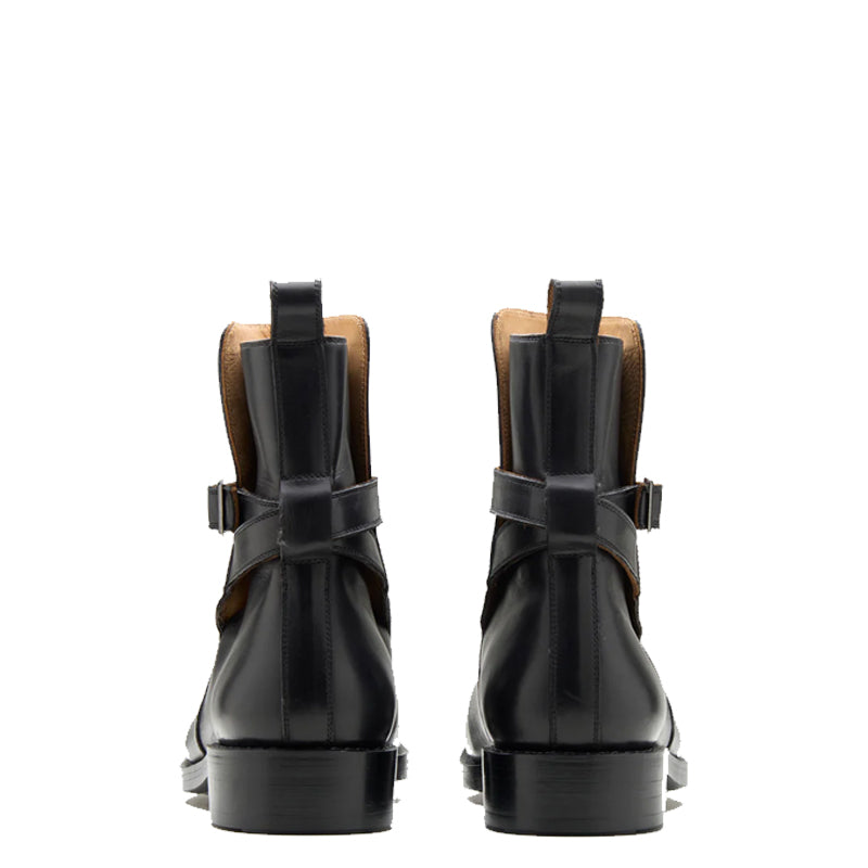 Premium Leather Jodhpur Black Boot With Side Buckle