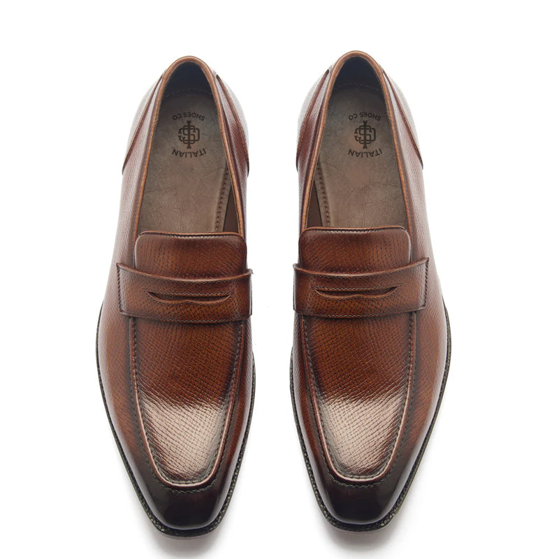 Handmade Solid Leather Penny Loafer Brown