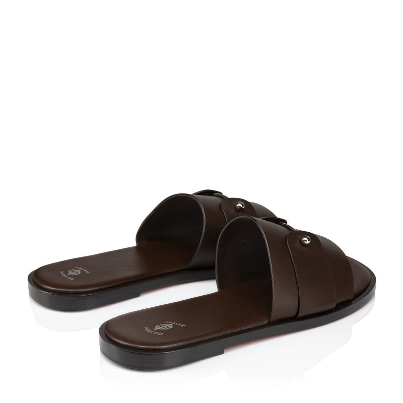 Men Slip On Brown Leather Comfort Sandal