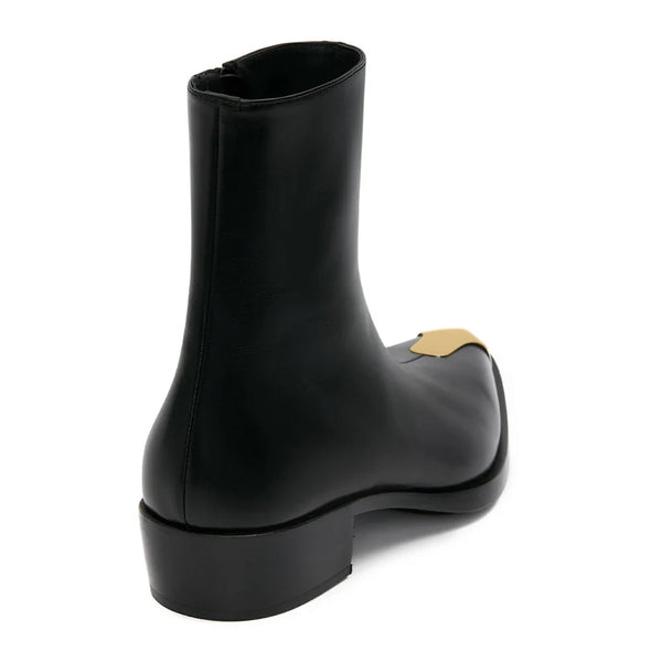Punk Leather Boots Golden Toe