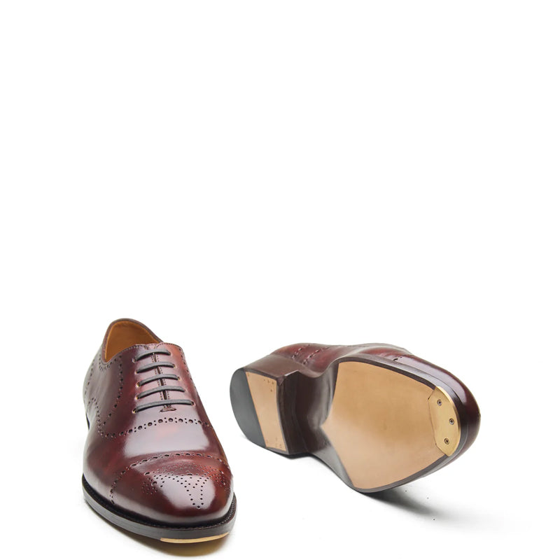 Constello, True Seamless  Faux Cap-toe Semi Brogue, Hand Welted - Chestnut Musuem Calf