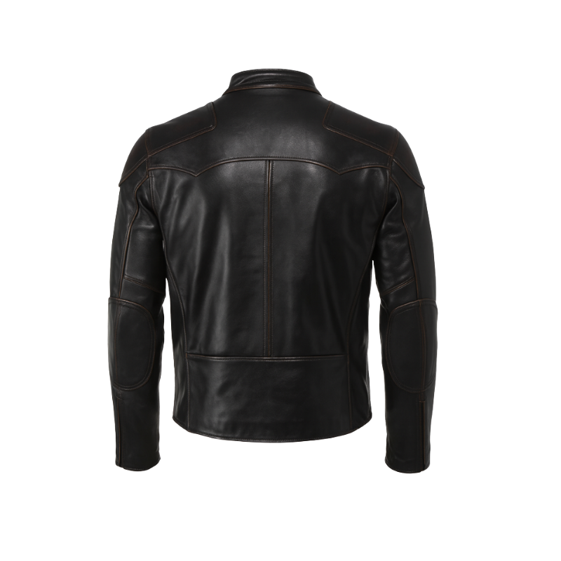 Men s Leather Slim Short Zipper Biker Jacket