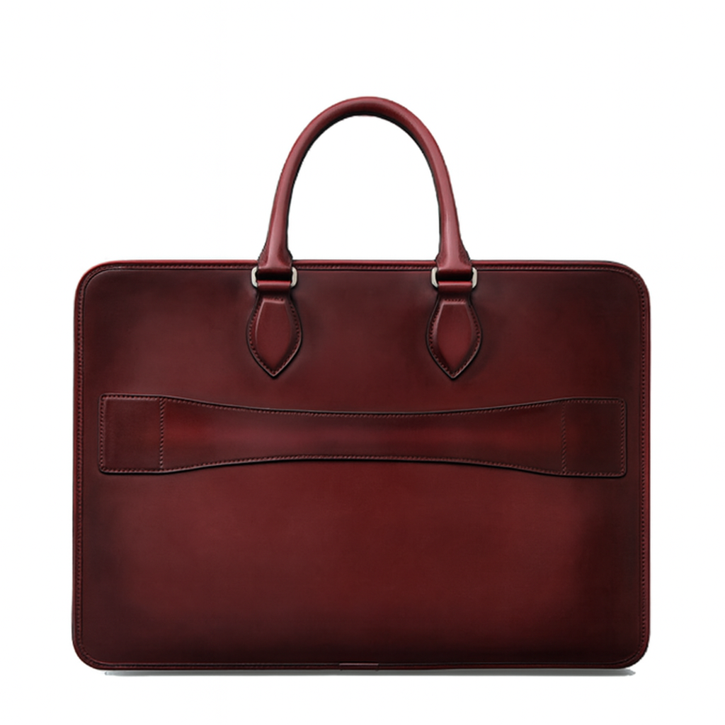 Grained Leather Brown Satchel Bag
