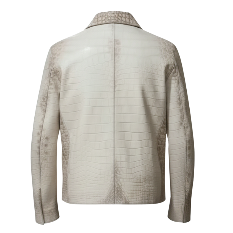 Men's Croc-Embossed Luxury Leather Zip Jacket
