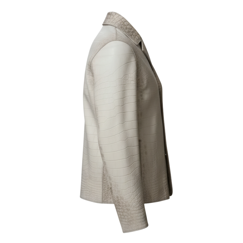 Men's Croc-Embossed Luxury Leather Zip Jacket