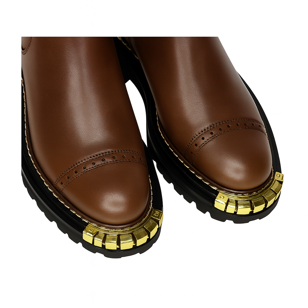 Luxury Ankle Boots for Womens with Gold-accent Toe Detail