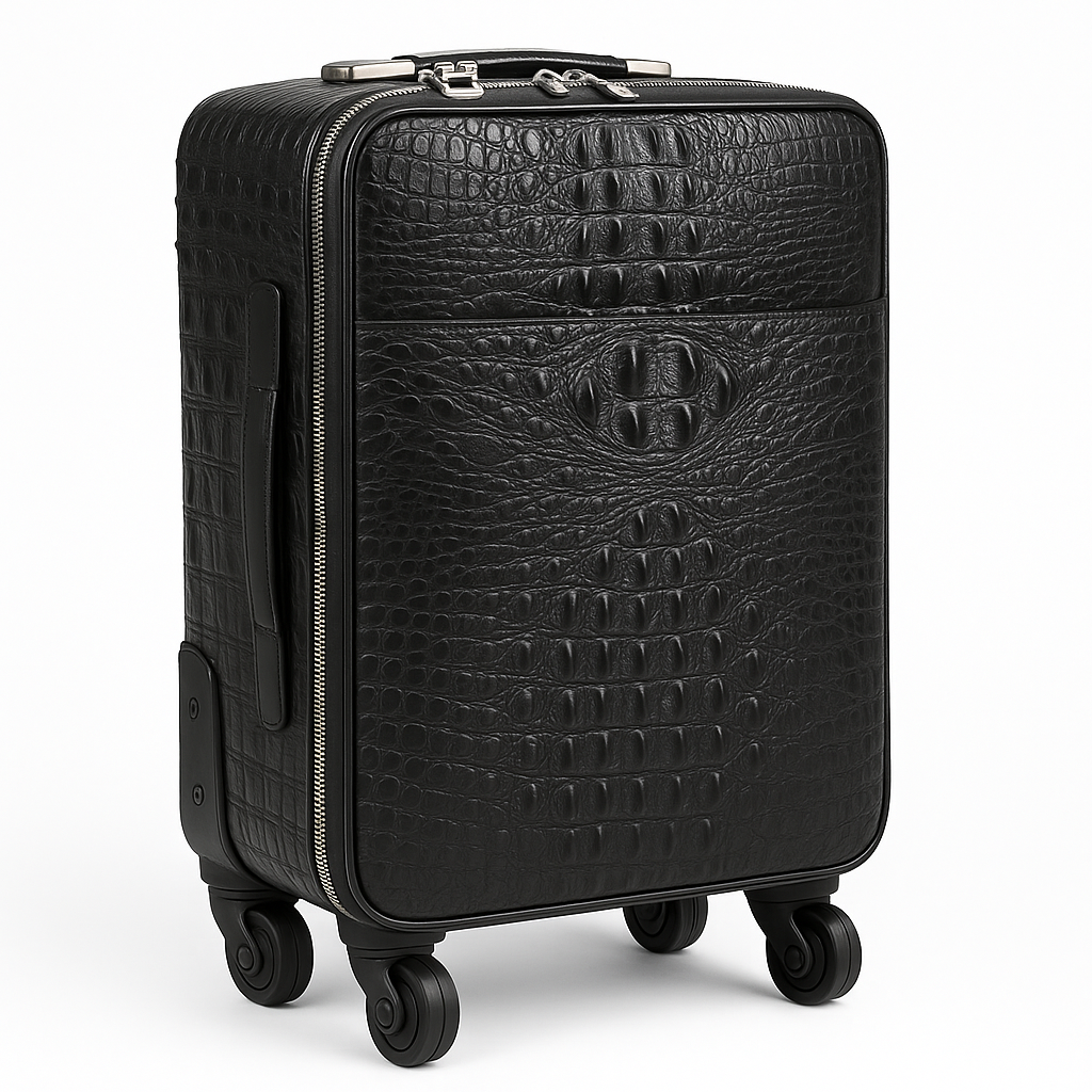 Italian Noir Crocodile Leather Edition Trolley Travel Bag