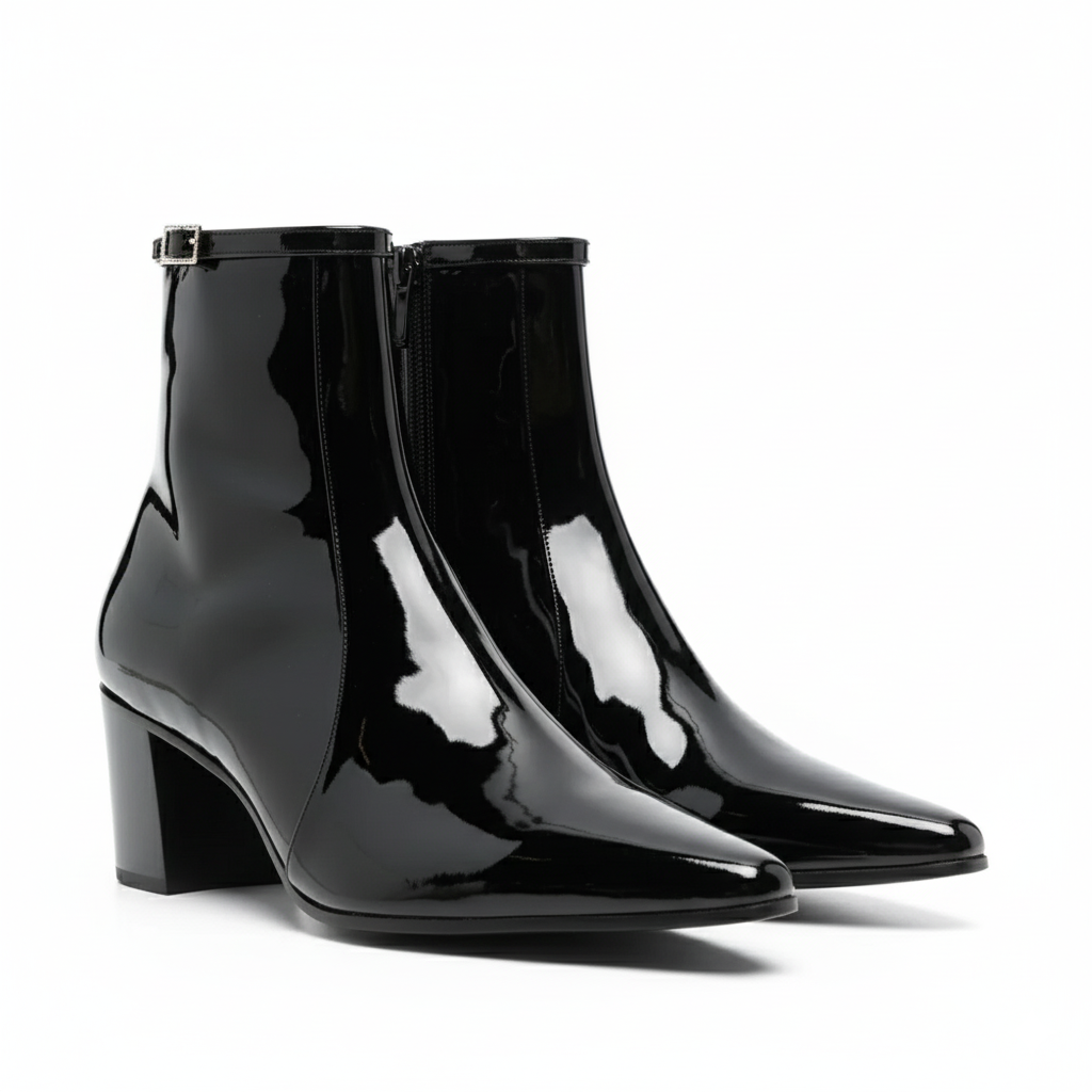 Patent-Leather Ankle Boots