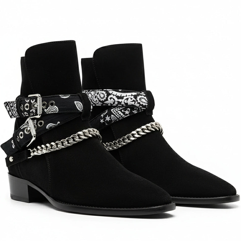 Black Bandana Buckle Cuban Boot