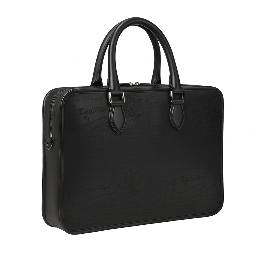 Luxury Handcrafted Printed Leather Blue Briefcase