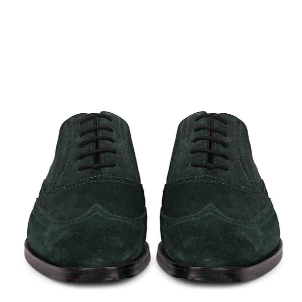 Leather Square Toe Lace Up Wingtip Oxford Shoe