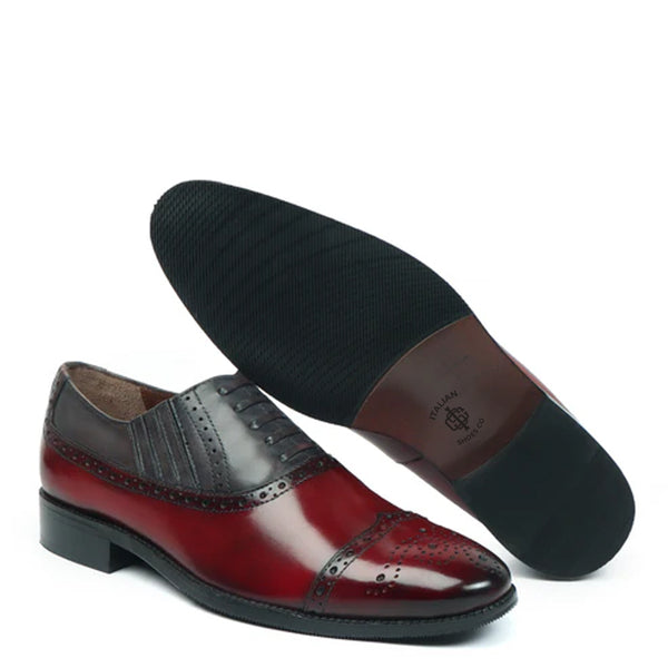 Classic Dual Tone Leather Stylish Wingtip Oxford Shoes
