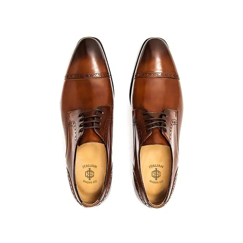 Premium Handmade Leather Cap Toe Oxford Blue Shoe