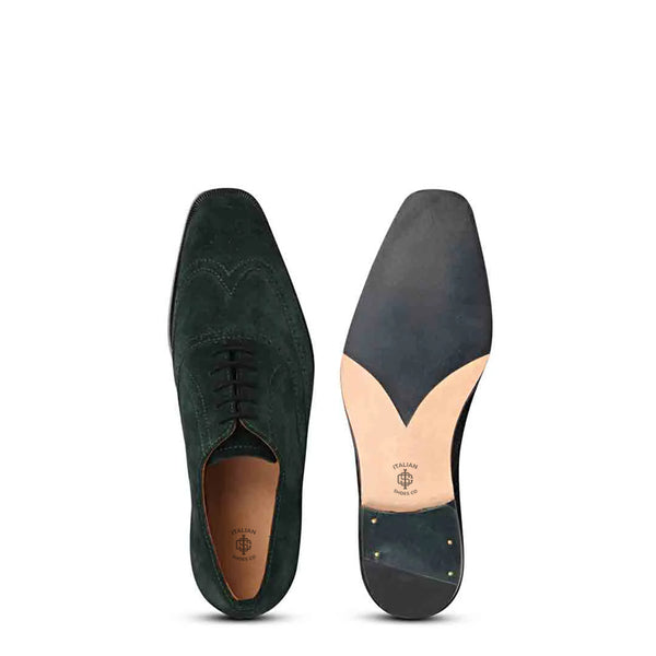 Leather Square Toe Lace Up Wingtip Oxford Shoe