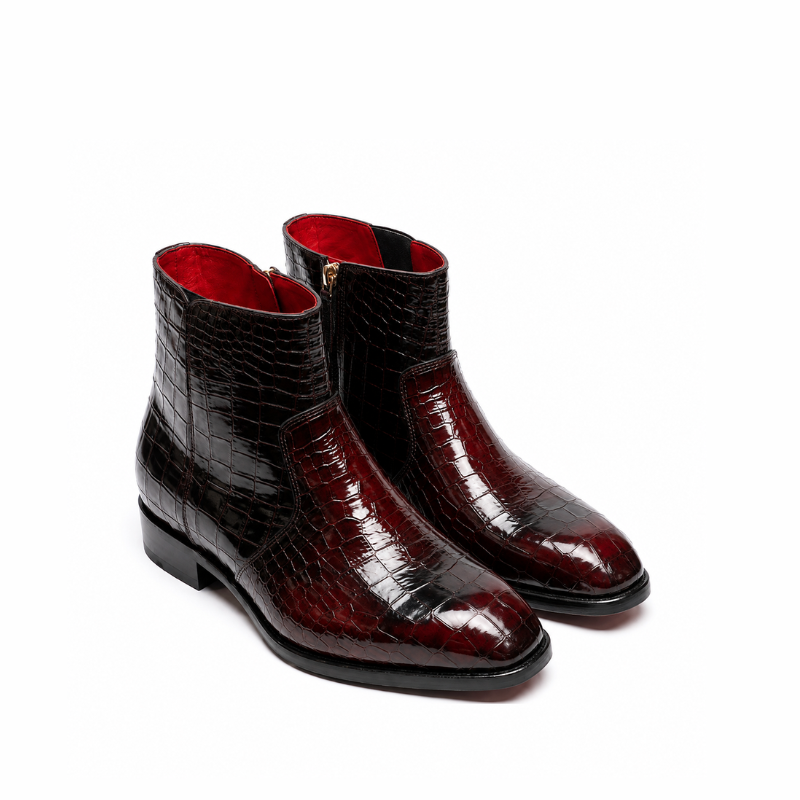 Imperial Crocodile Texture Luxury Ankle Boots