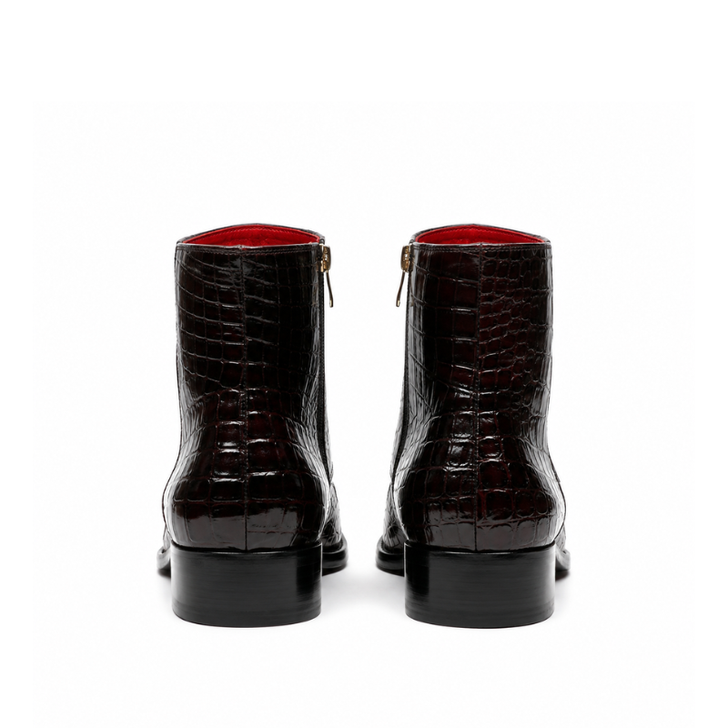Imperial Crocodile Texture Luxury Ankle Boots