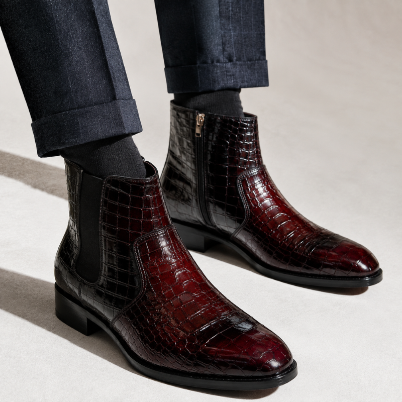 Imperial Crocodile Texture Luxury Ankle Boots