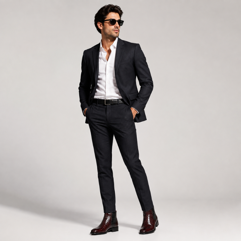 Imperial Crocodile Texture Luxury Ankle Boots