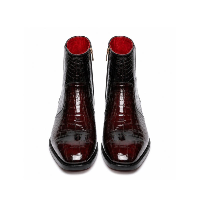 Imperial Crocodile Texture Luxury Ankle Boots