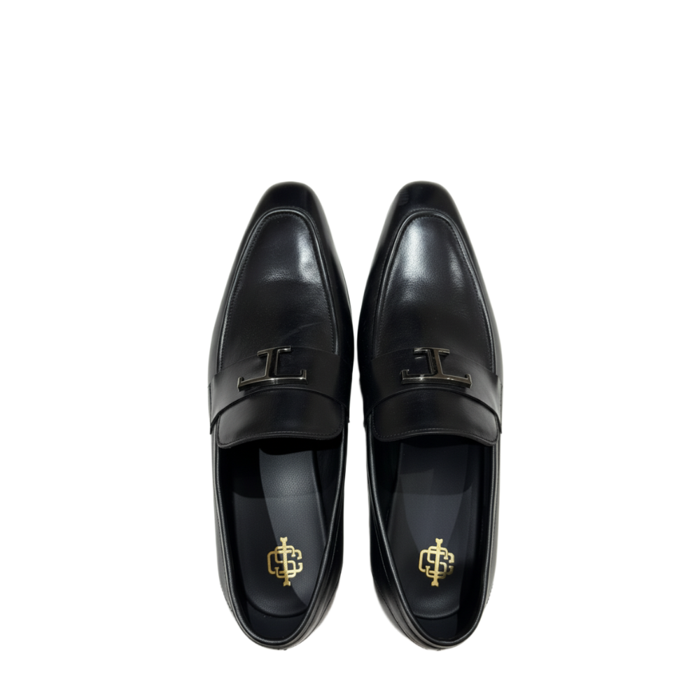 Imperial Noir T Buckle Leather Loafers