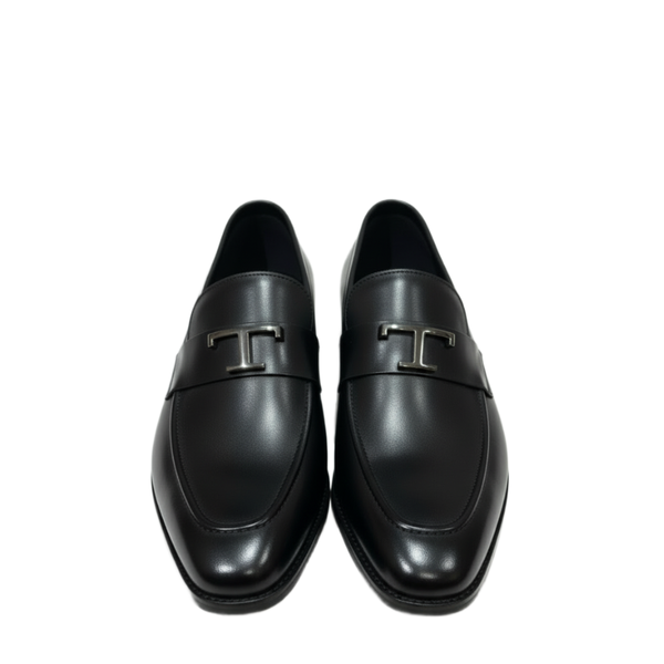 Imperial Noir T Buckle Leather Loafers