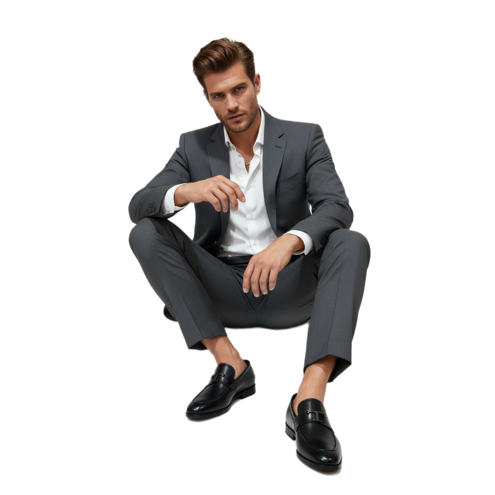 Imperial Noir T Buckle Leather Loafers