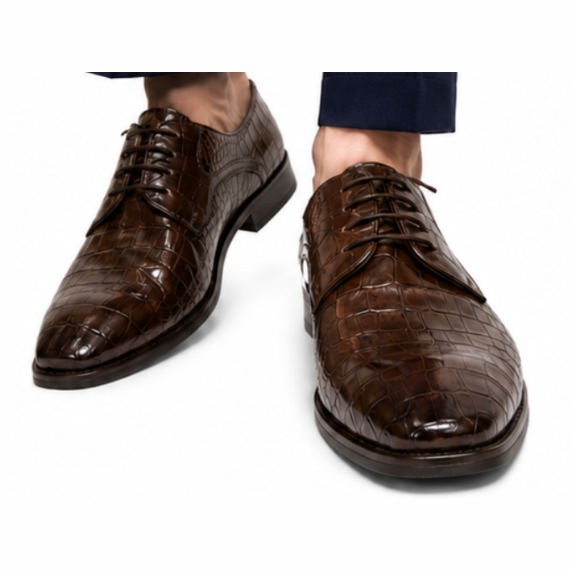 Imperial Rovello Croc Texture Derby Shoes