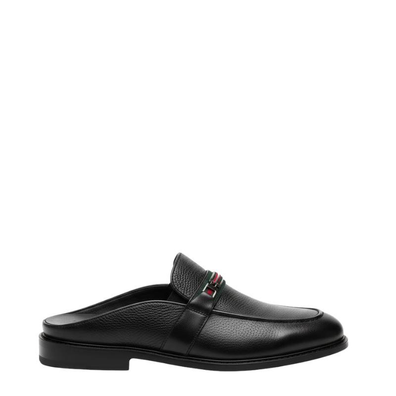 Italian Crest Pebble Leather Mule