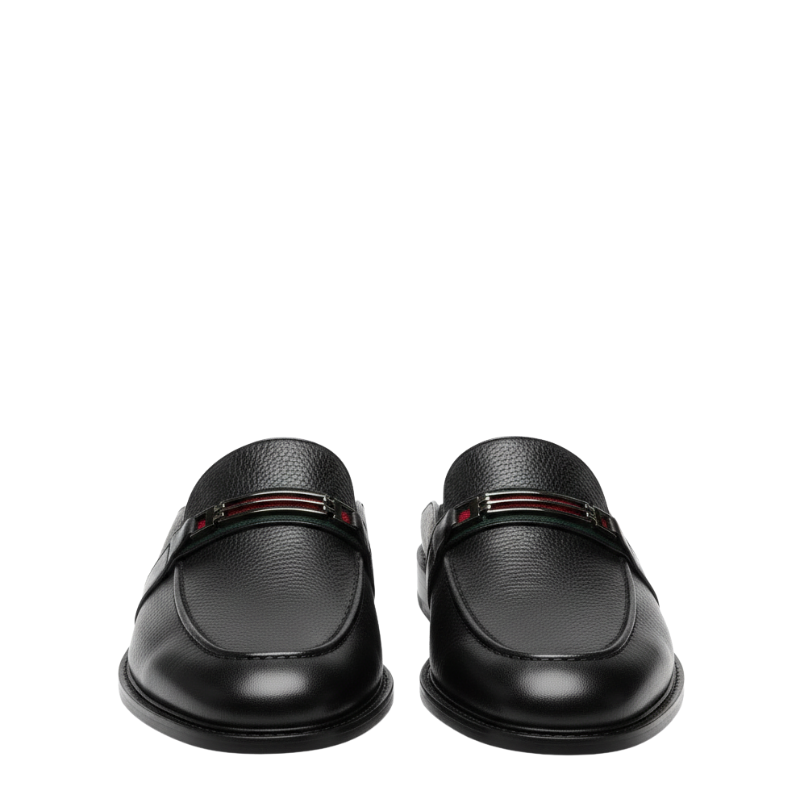 Italian Crest Pebble Leather Mule