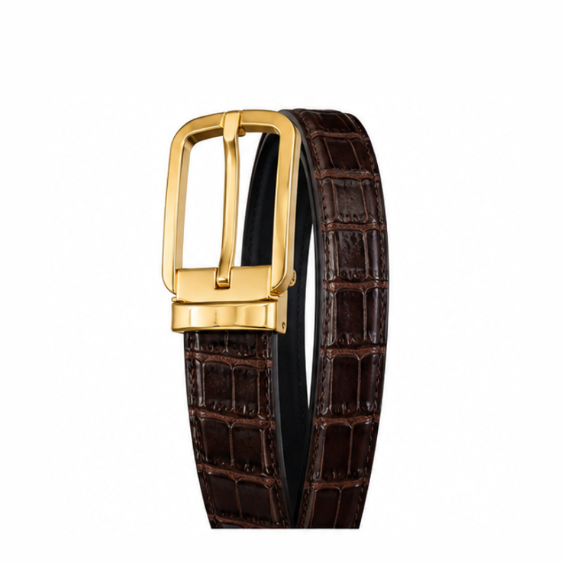 Italian Croc Classic Gold Buckle Belt