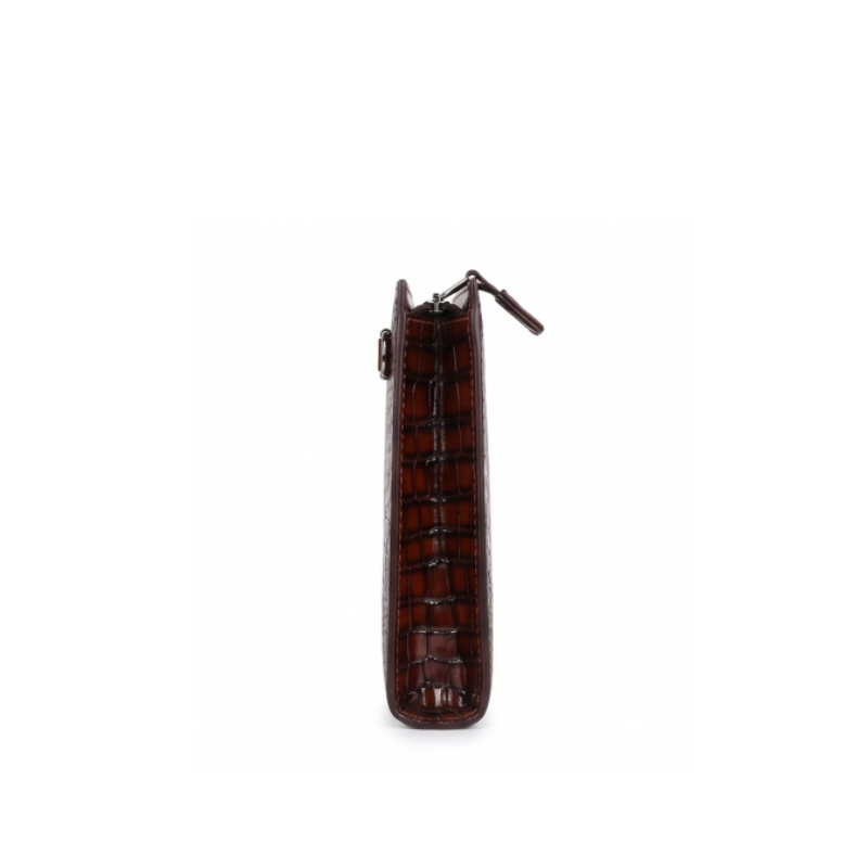 Italian Croc Executive Zip Clutch