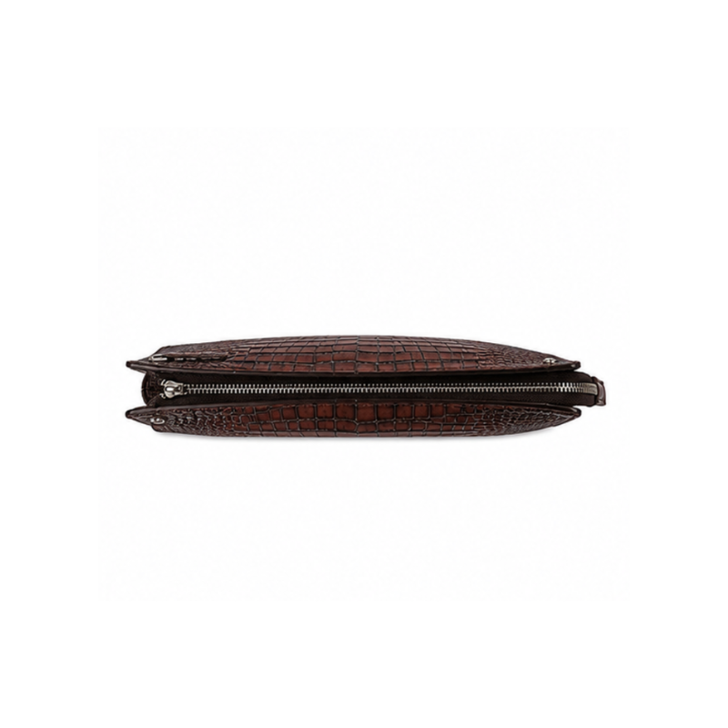 Italian Croc Executive Zip Clutch