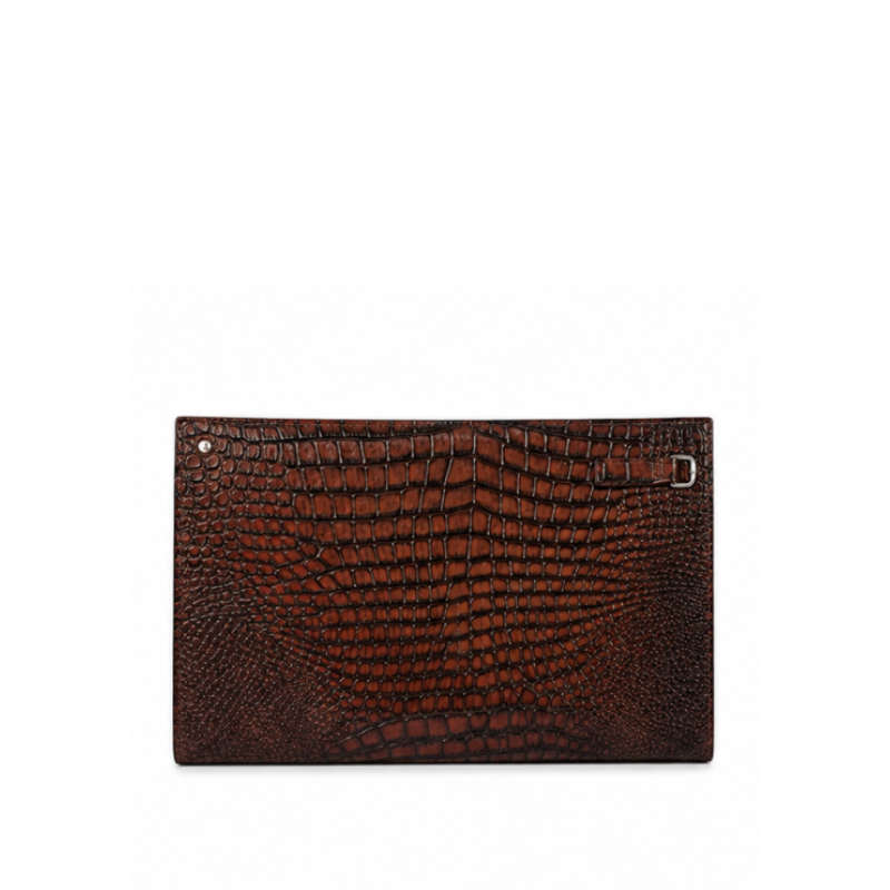 Italian Croc Executive Zip Clutch