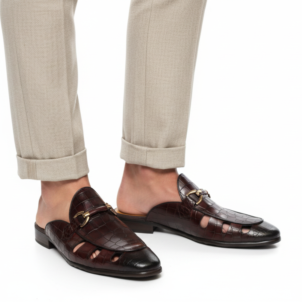 Italian Croc Vent Bit Mule